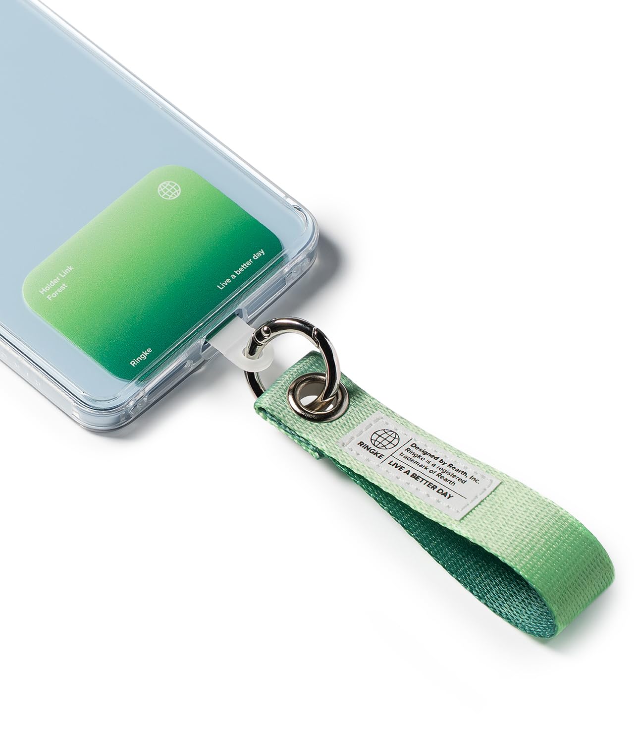 Ringke Unisex Forest Holder Link Eyelet Keyring, Durable Anti Drop Phone Finger Strap With Patch And Carabiner For Iphone, Galaxy, Pixel Phone Case, Airpods, Buds, Etc.