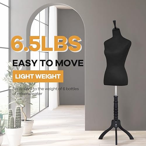 Miniatura 5 de Cuerpo de maniquí de 59 a 67 pulgadas de altura ajustable, modelo femenino, maniquí de vestido con soporte de madera para triples cápsulas, para