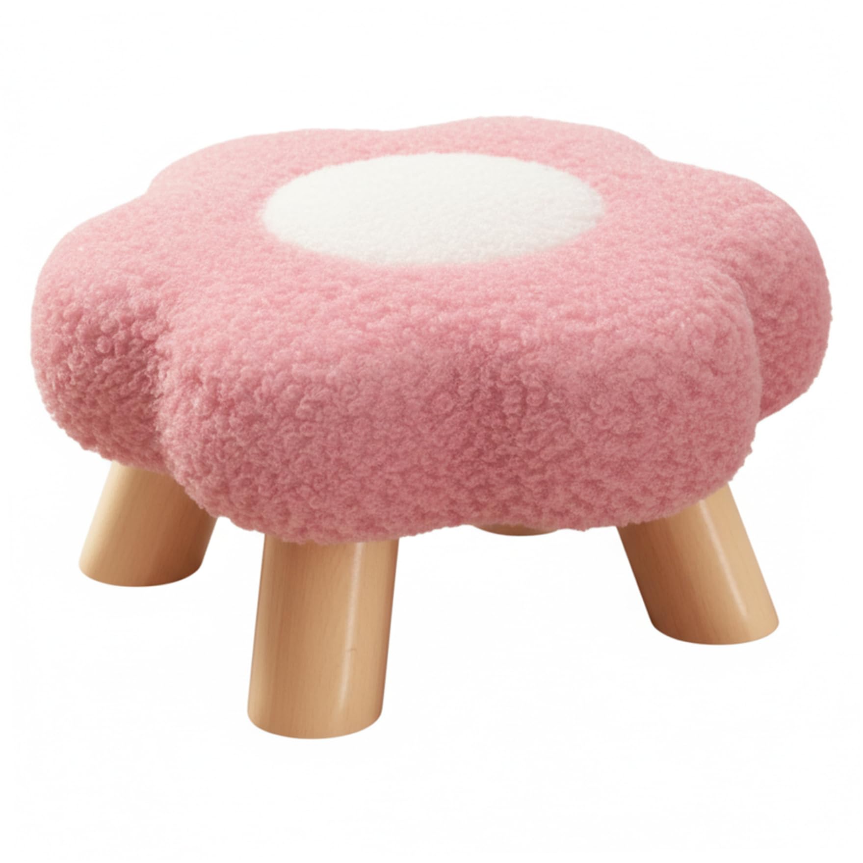 Pouf doux et moelleux à fleurs assise confortable avec pieds en bois