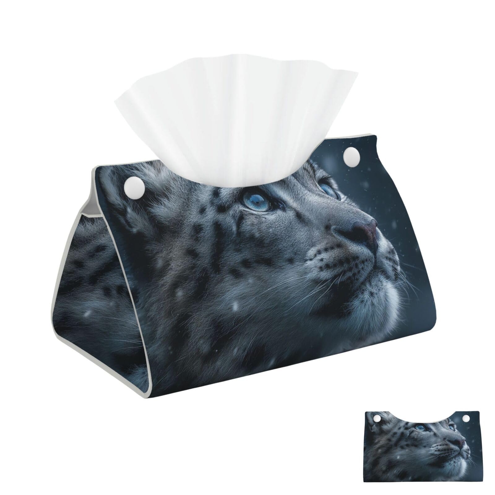 Snow Leopard Tissue Box Cover Square Cube Boxes