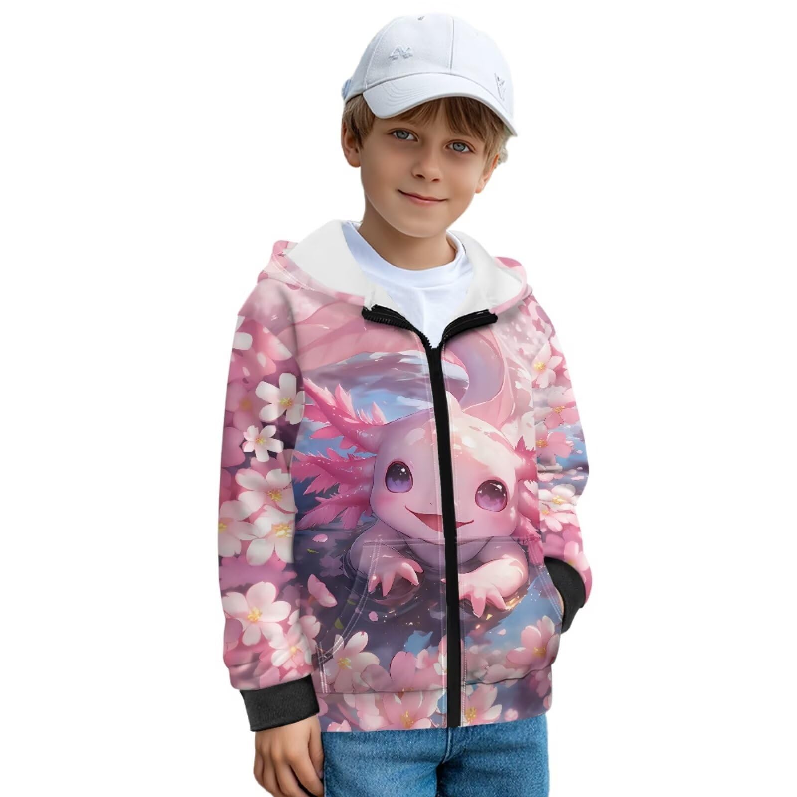 Sudadera con capucha para niñas, ajuste holgado, con cremallera completa, forro polar, chaqueta Y2K a la moda