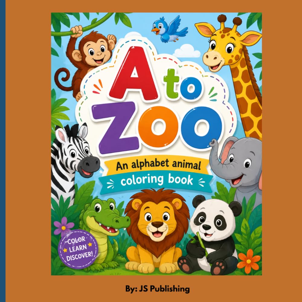 A to Zoo: An Alphabet Animal Coloring Book: A Fun ABC Animal Coloring Book for Toddlers, Preschool & Kids Ages 3–6