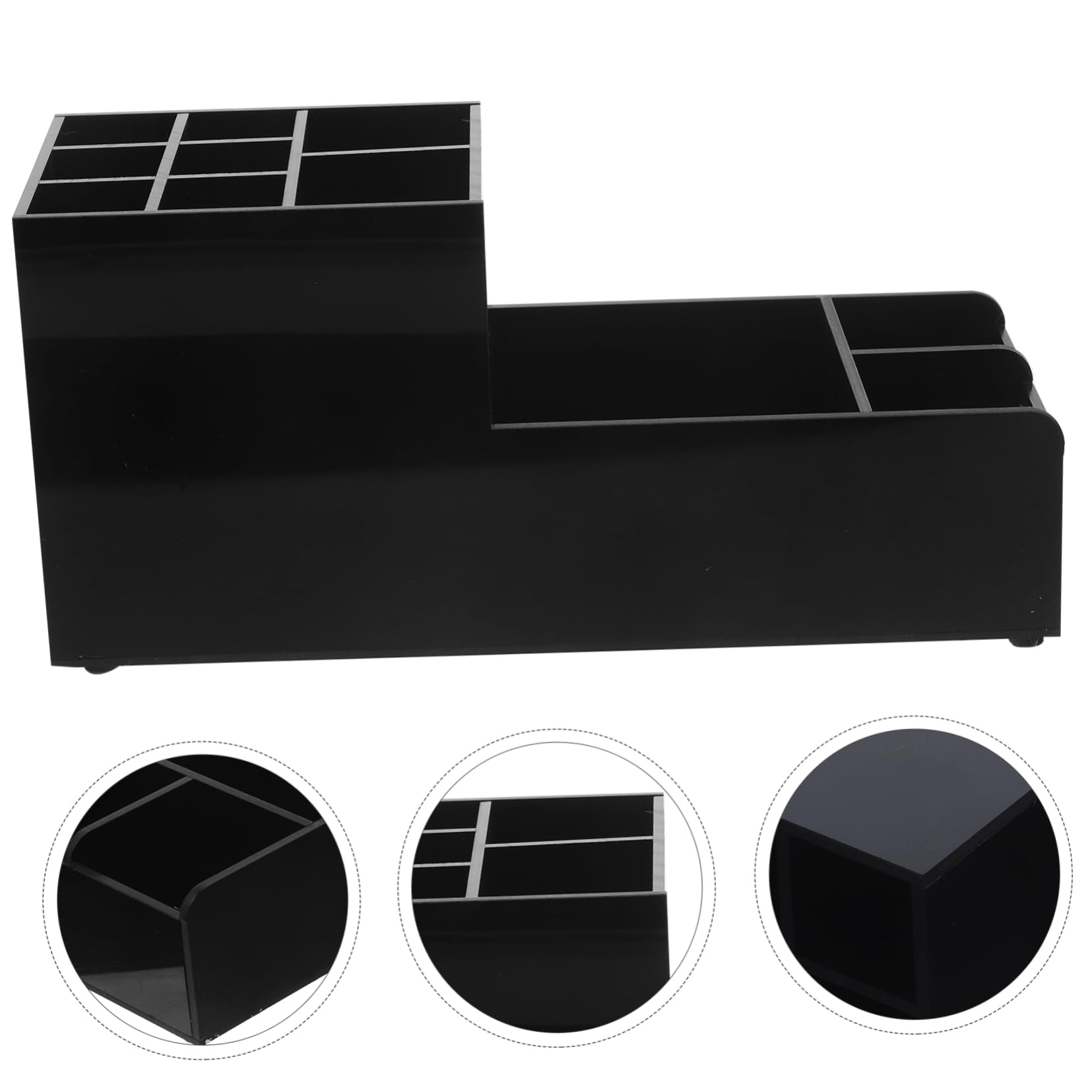 Mikinona Organizador de Barra Acrílico Negro de 11 Compartimentos para Mesa | Diseño Dividido, para Estación de Café de Oficina, Uso en Bar y Hostelería
