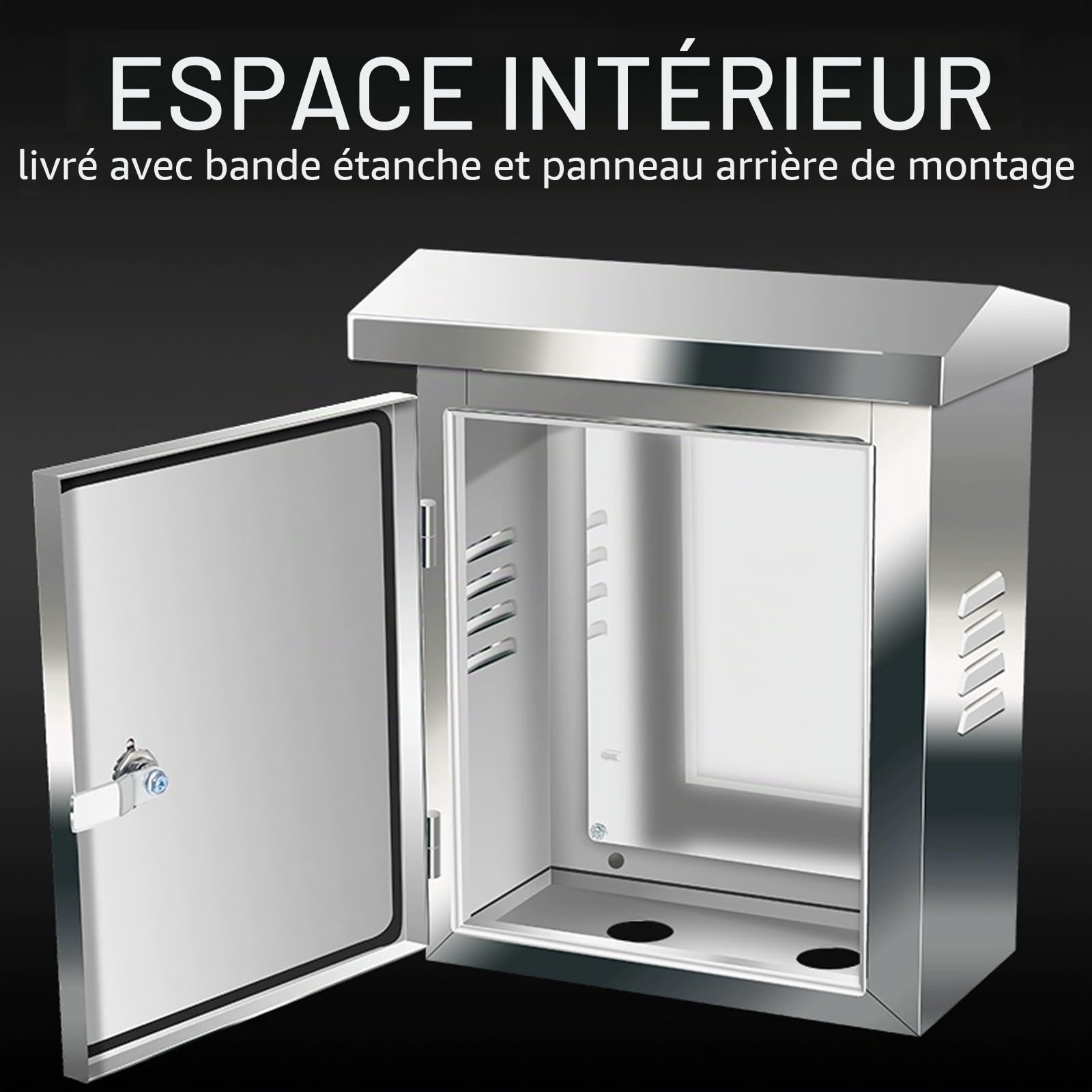 Boîtier Électrique sur Pied, Boite Derivation Étanche en Acier Inoxydable, Boîte de Jonction Électrique Verrouillable avec Plaques de Montage, pour Usage Extérieur(40x30cm/15.7x11.8in)