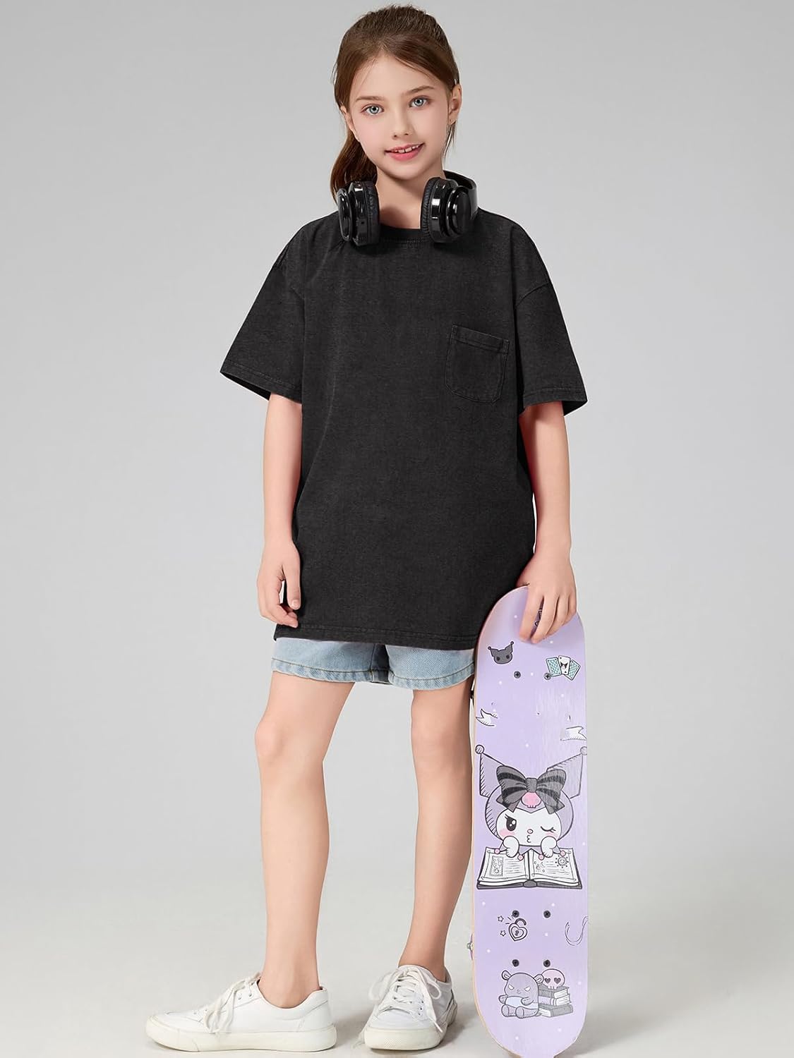 KEEPSHOWING Boys Girls Tshirts Kids Cotton Acid Wash Oversized T Shirts Unisex Loose Fit T-Shirts Tops Tees 3-16Y