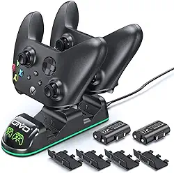 Kit Base Carregador Duplo Dock Preto com Led + 2 Baterias Recarregáveis Compatível com Controle Xbox Series X/S Xbox One Elite