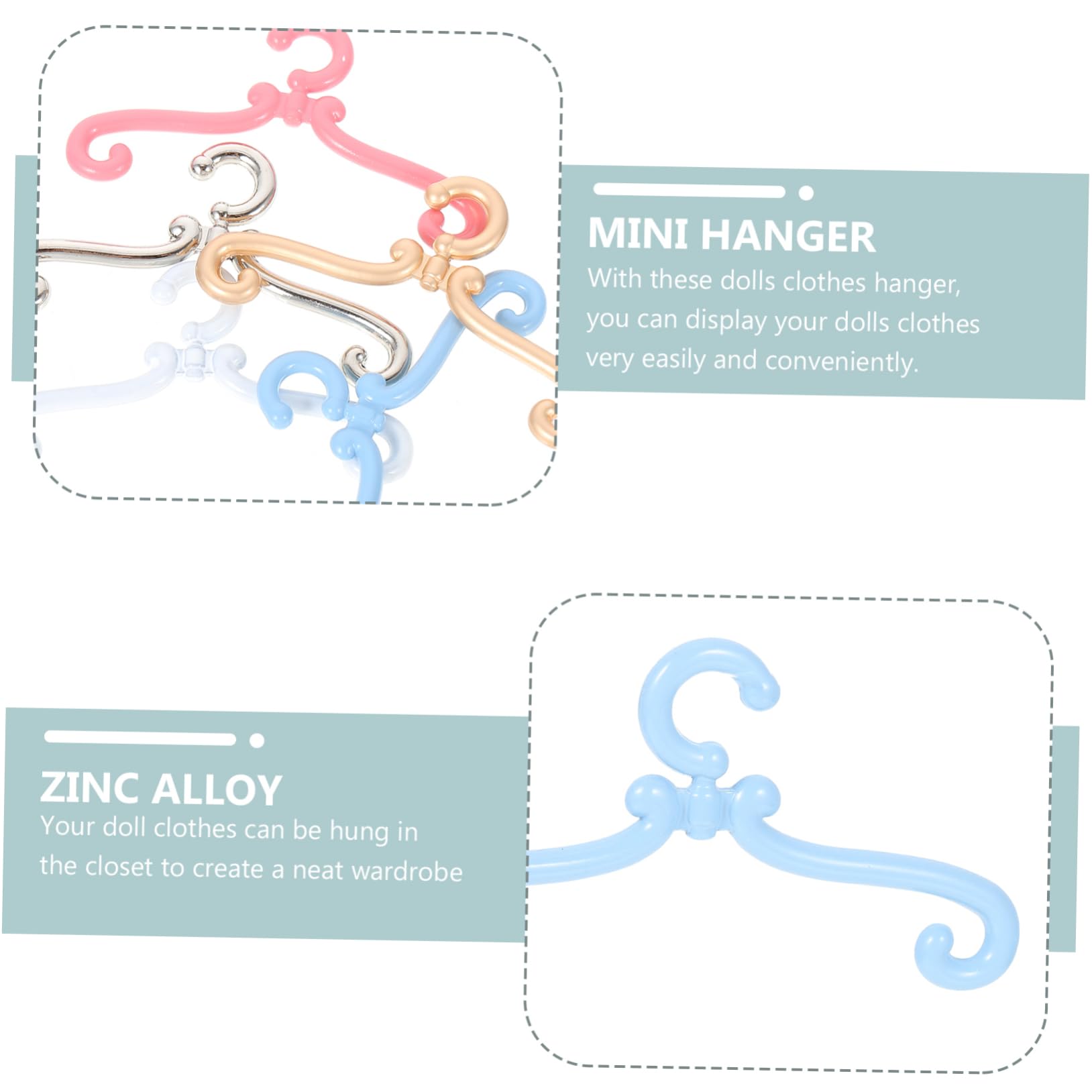 SUPVOX 2sets Mini Doll Hangers Set Metal Doll Clothes Support Zinc Alloy Coat Rack 25pcs*2