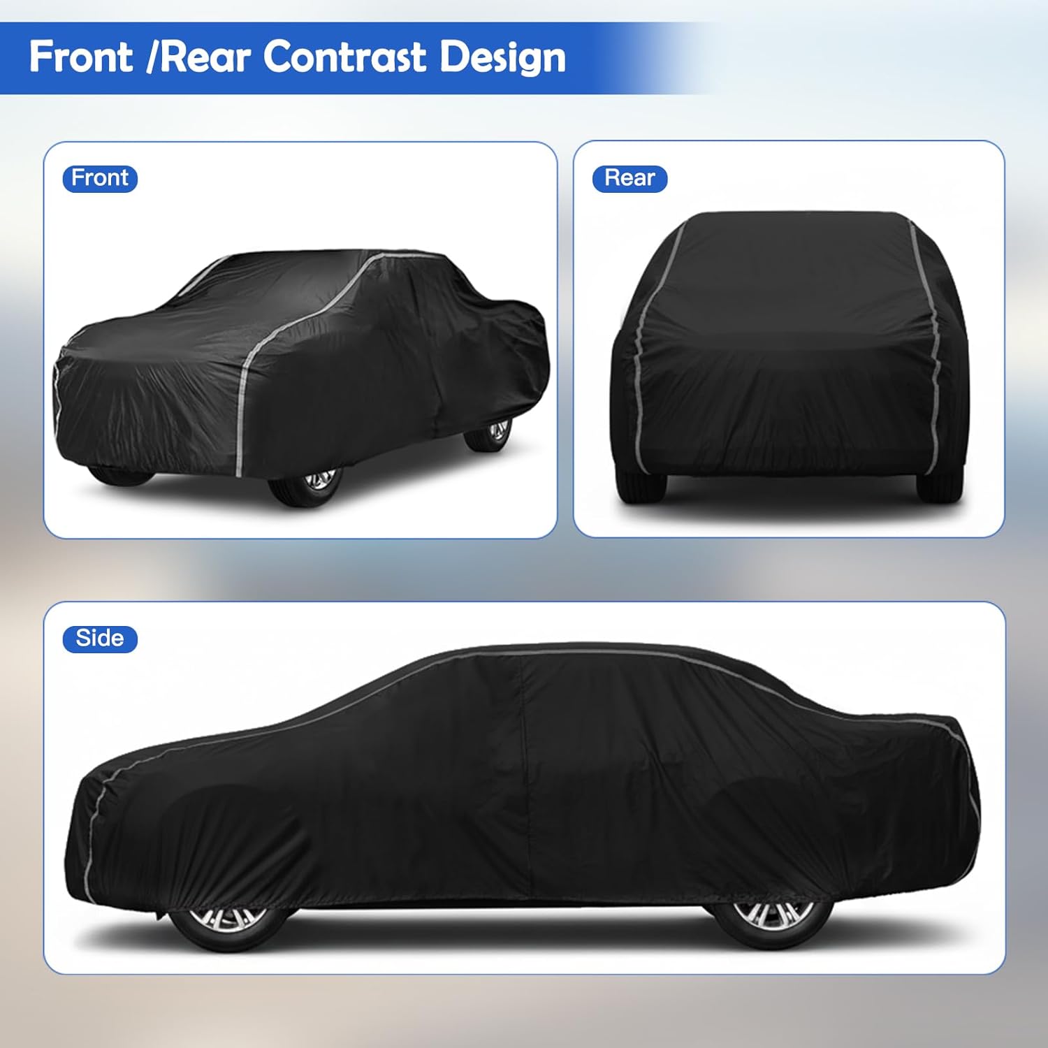 Truck Cover for 1998-2025 Silverado 1500 Crew Cab Short Bed, Multi-Layer Pickup Covers Waterproof All Weather with Zipper Door, Sun Rain Dust Snow Protection