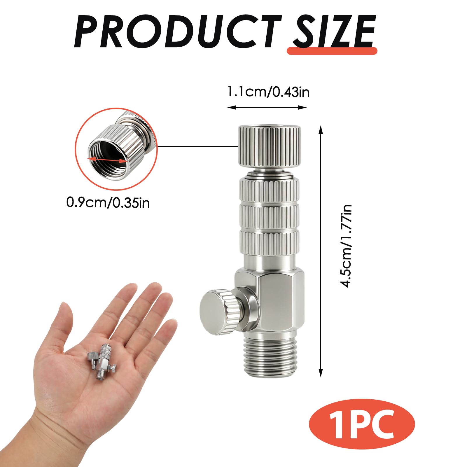 Adapter do aerografu z regulacją przepływu powietrza, szybkozłącze do pistoletu natryskowego 1/8", natychmiastowe odłączanie węża ze zintegrowaną kontrolą ciśnienia
