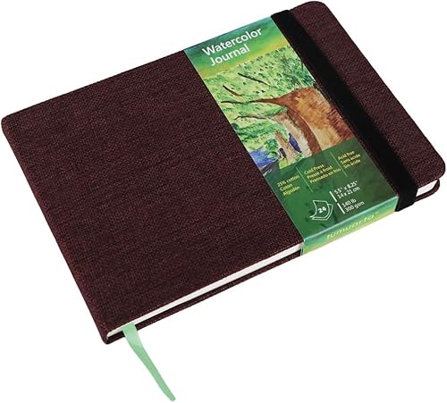 tumuarta Diario de acuarela, 8.25 x 5.5 pulgadas, 140 libras, 300 GSM, papel de algodón, prensa en frío, 24 hojas, 48 páginas, cuadernos de bocetos