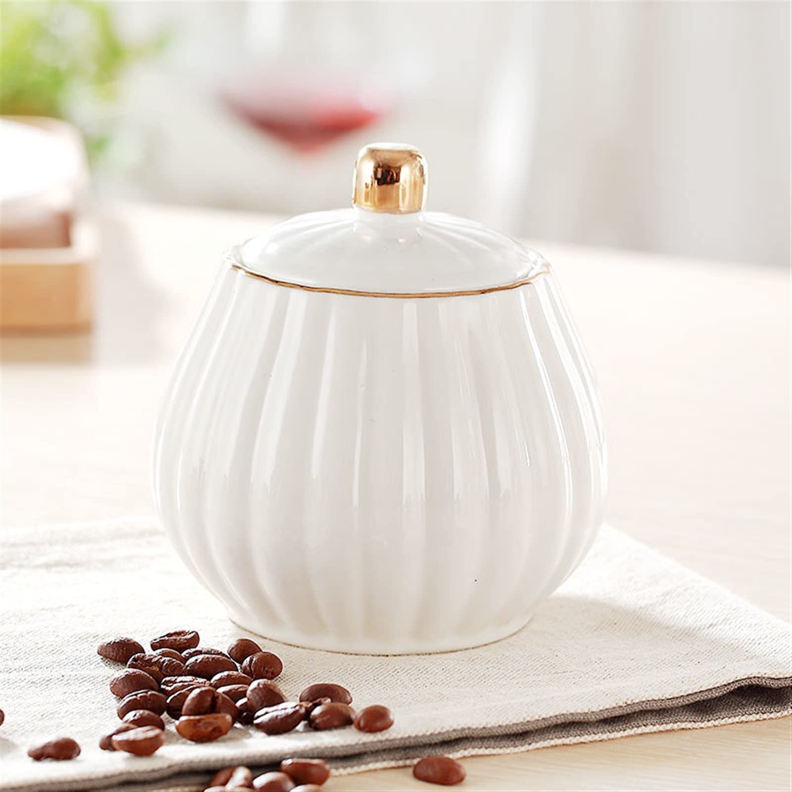 JINGYAN Zuccheriere Zuccheriera E Lattina Di Porcellana Bianca Set Lattina Latte Caffè Set Caramelle Contenitore Spezie