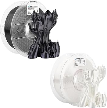 AMOLEN Silk PLA 3D Printer Filament, Shiny Silk Black & White PLA Filament 1.75mm