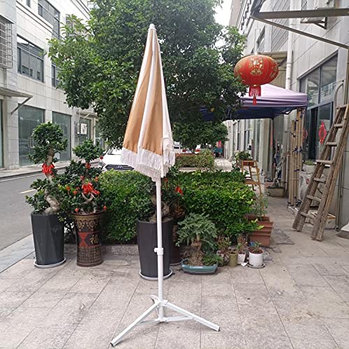 Parasol de playa de 2m con protección UV sombrilla de jardín inclinable con flecos exterior 7