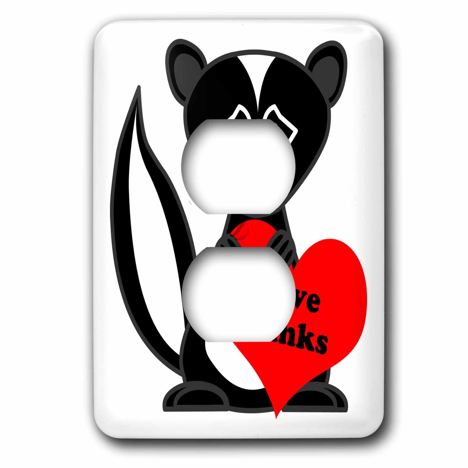 Cache-prise 2 prises Skunk Love Stinks 3dRose pour décoration murale