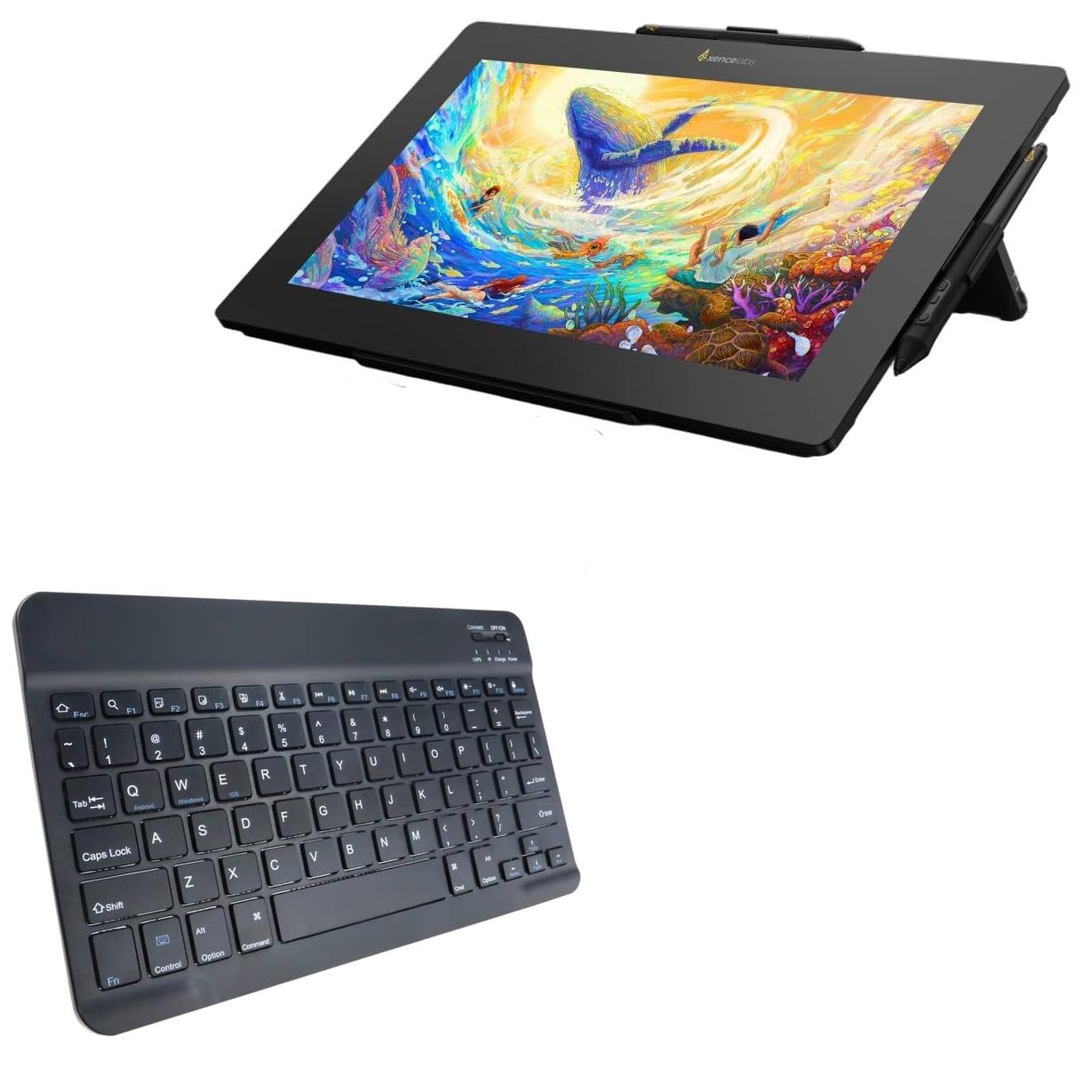 BoxWave Keyboard Compatible with Xencelabs Pen Display 16 - SlimKeys Bluetooth Keyboard, Portable Thin with Chiclet-Style Keys - Jet Black