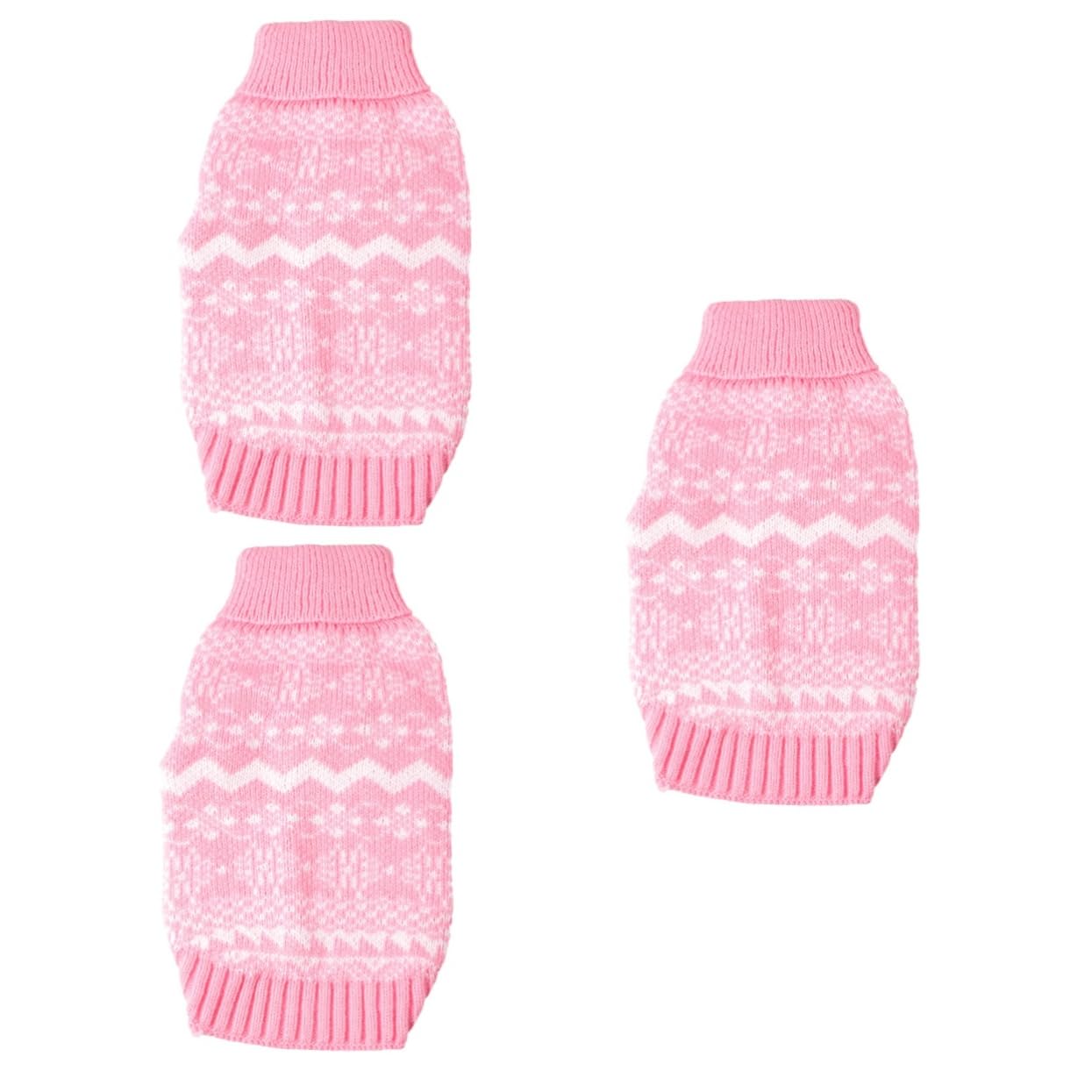 INOOMP 3pièces Pull Tricot pour Chien avec Col Montant Vêtement Chaud Et Confortable pour Noël Costume De Fête pour Animaux De Compagnie Rose XXL