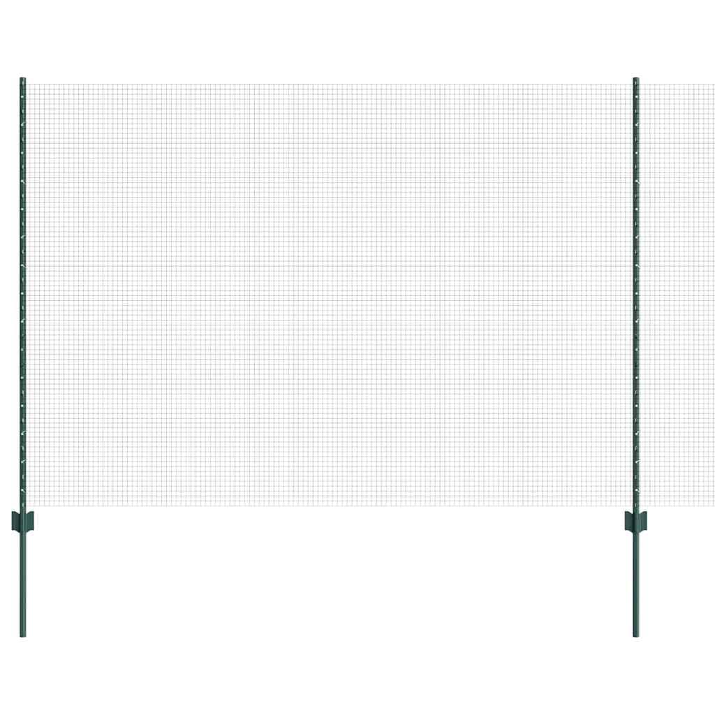 Outdoor Garden Fence with Posts Green 1.6 x 25 m Steel and PVC Privacy Panel Set for Patio Terrace Boundary Security