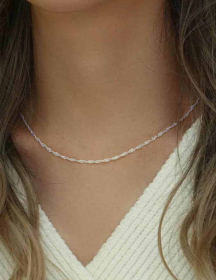 Miniatura 5 de Waitsoul 925 Sterling Silver Singapore Chain Lobster Clasp 2mm Necklace for Women Silver Chain for Women Silver Necklace Chain for Grils