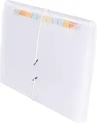 Pasta Sanfonada, 1/2 ofício, 12 divisões, transparente, DAC - Folha A5 ou menor