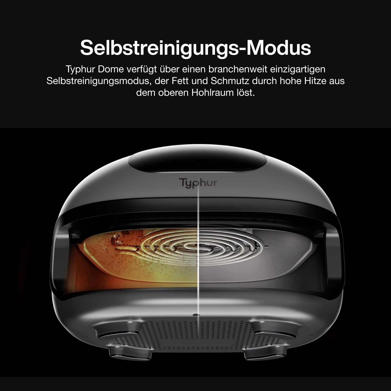 Typhur Dome 2 Heißluftfritteuse 5,3 L, 360° Doppelheizung, 30% Schneller | 15-in-1 Multifunktion Airfryer, Selbstreinigung, Keramikkorb für Pommes, Pizza, Hähnchen, Steak, Gemüse, Backen und Aufwärmen