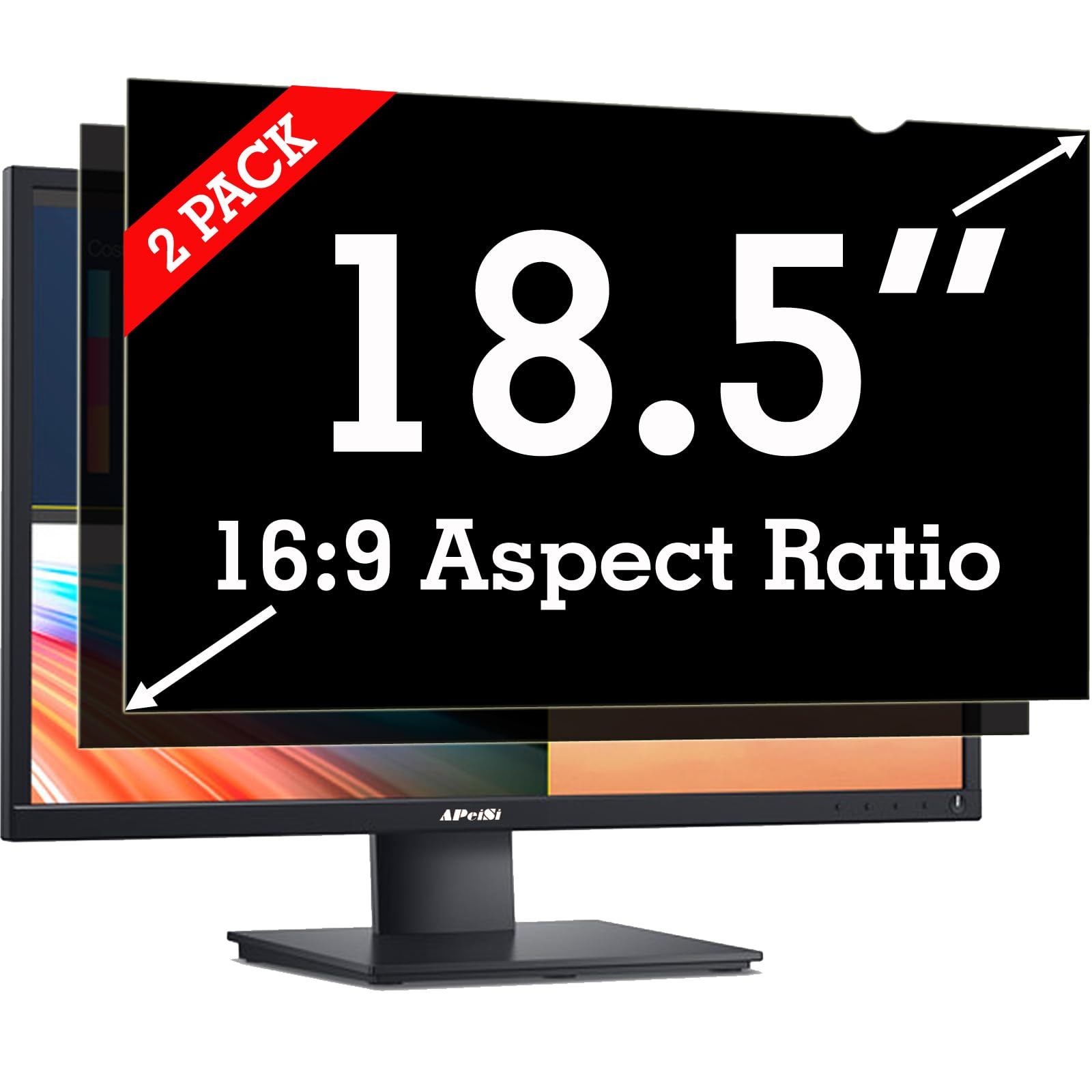 [2 Pack] 18.5 Inch Privacy Screen Filter for Widescreen 16:9 Monitor