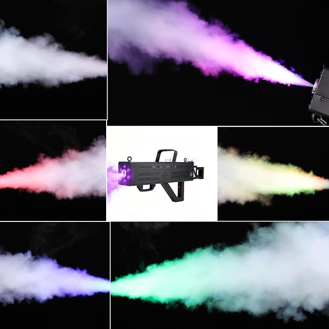 Fog Gun 1700W con luces LED RGB, máquina de humo portátil miniatura 3