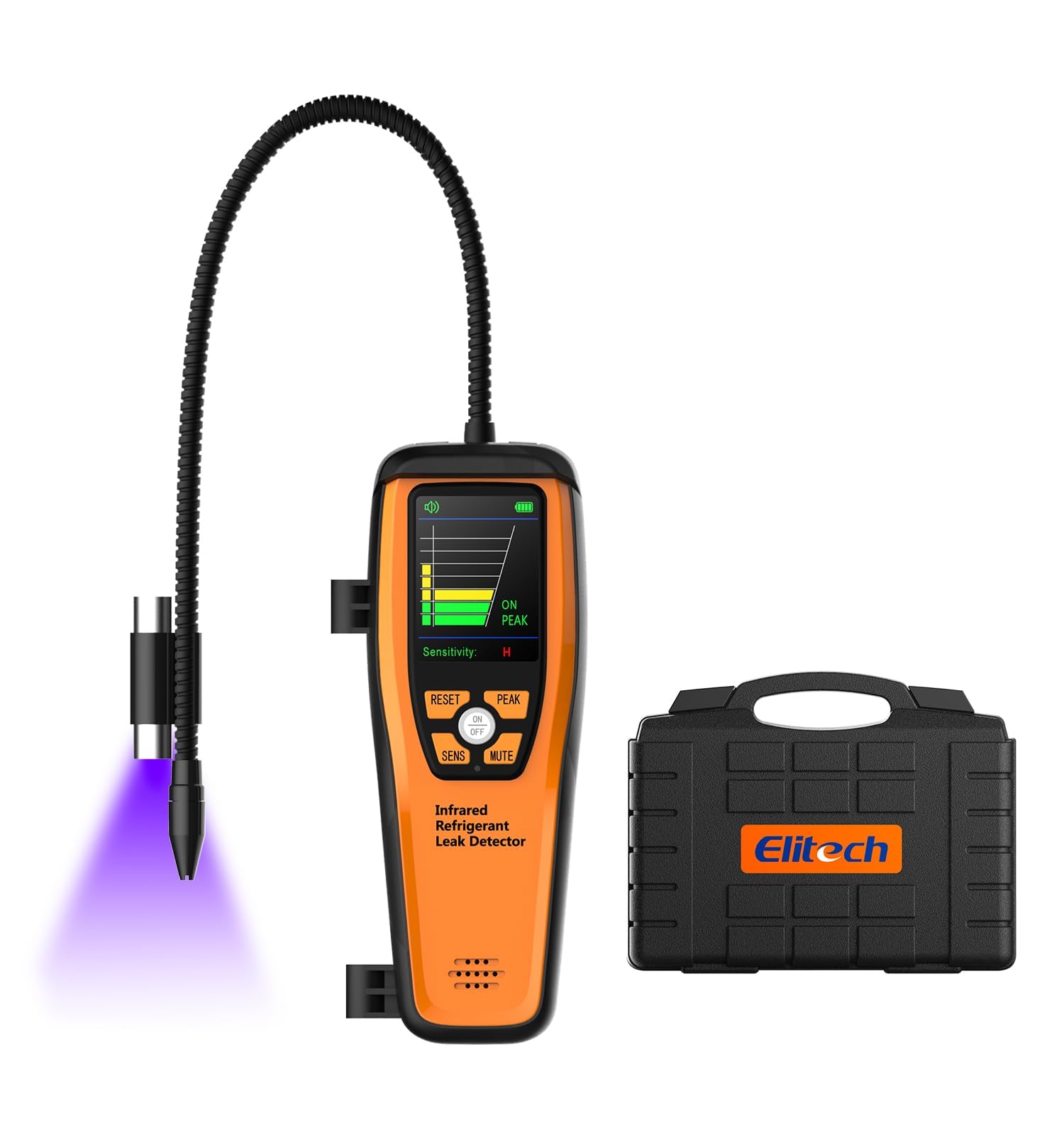 Elitech ILD-200 Pro Detector de Fugas Infrarrojo, Detector Profesional de Gas Refrigerante para R134a/R1234yf/R454B/R600a, para Aire Acondicionado, Neveras y Sistemas HVAC