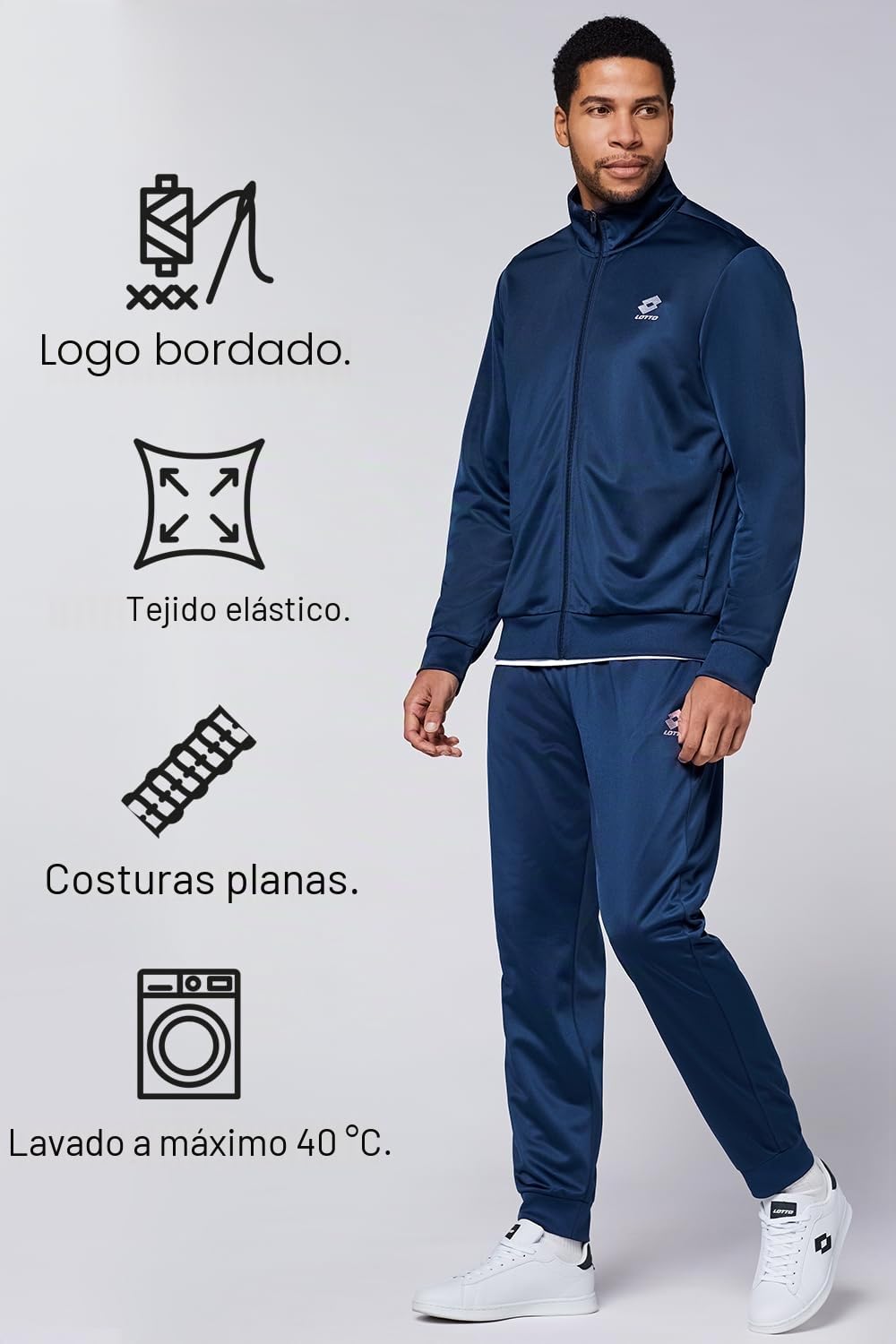 Lotto Chándal para hombre talla M-5XL I Deportivo de corte regular 100% poliéster I Con cinturilla elástica y prácticos bolsillos laterales I Para correr