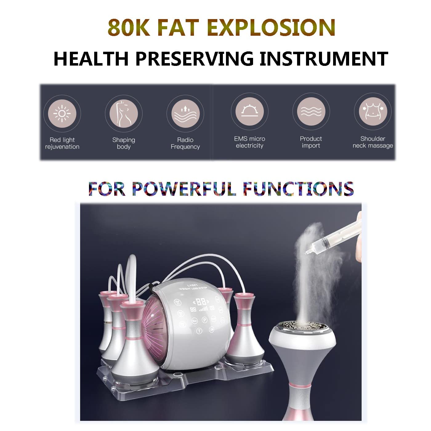 Macchina di bellezza 6 in 1 RF ed ultrasuoni per dimagrimento e ringiovanimento facciale, ideale per uso domestico e spa