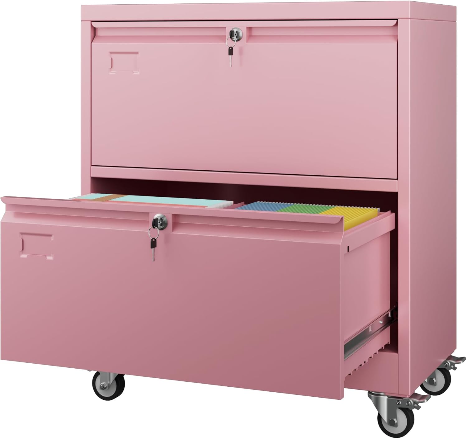 Aobabo 2-Drawer Lateral File Cabinet with Wheels