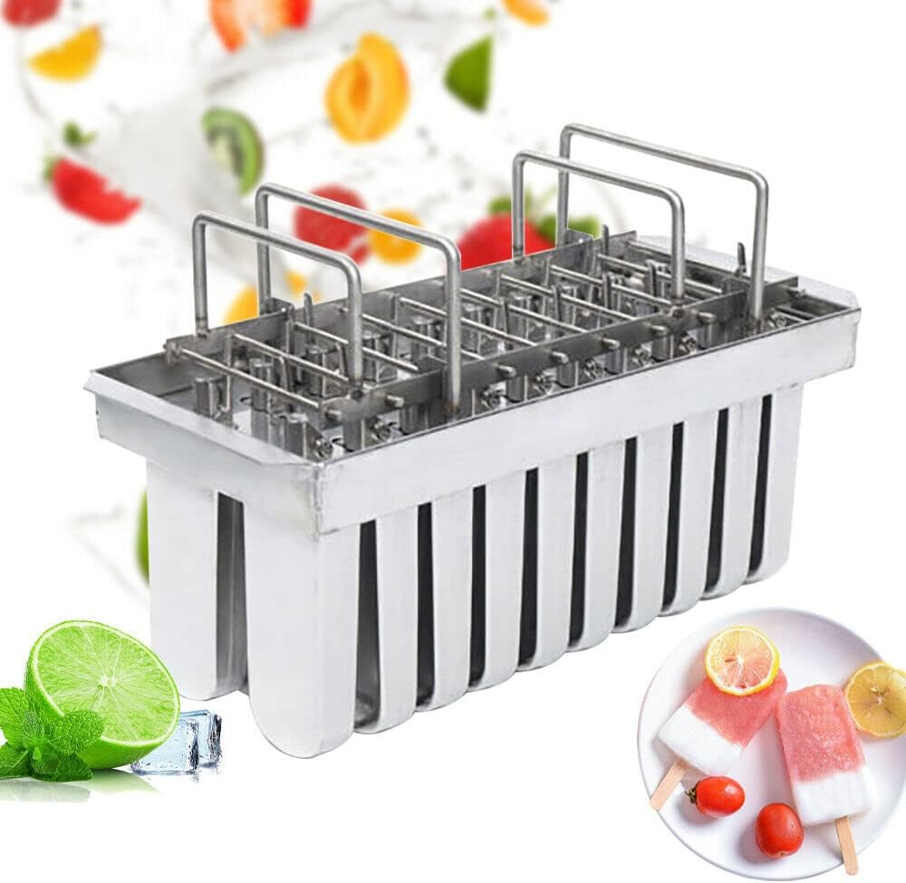 20Pcs Stainless Steel Ice Cream Stick Mold Fast Freezing 112ml Pops Maker Molds Capacity Each with Round Edge Pops Maker Metal Pop Mold for Homemade and Commercial Use