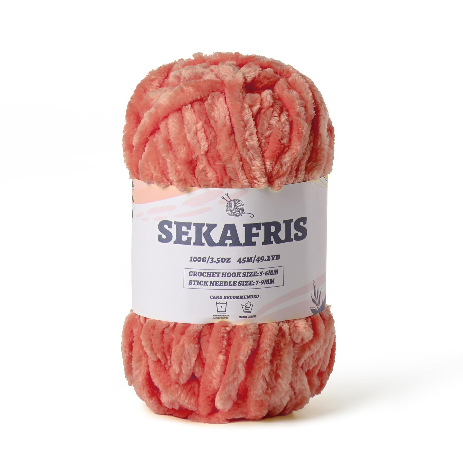 Chenille Velvet Soft Yarn Grey Pink 1 Pack