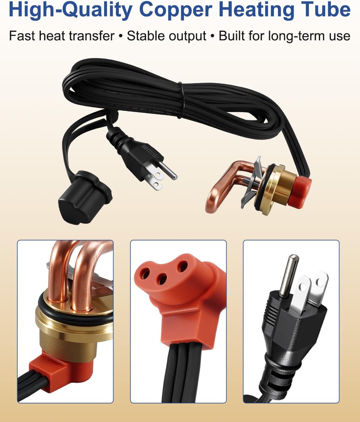 Engine Block Heater Fits for Chevrolet GMC 2001-2008 V8 6.6L, Diesel (Duramax), 2007-2015 V8 6.6L, Diesel (Duramax), 120V 1000 Watts 40mm Diameter, Threaded Engine Block Immersion Heater