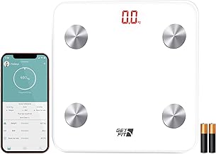 Get Fit Smart Bathroom Scales - Monitor Weight Loss Digital Body Weighing Scale - Connect to iOS/Android via Bluetooth with Easy to use APP Fitdays/Onfit, LCD Display & Automatic On/Off - White
