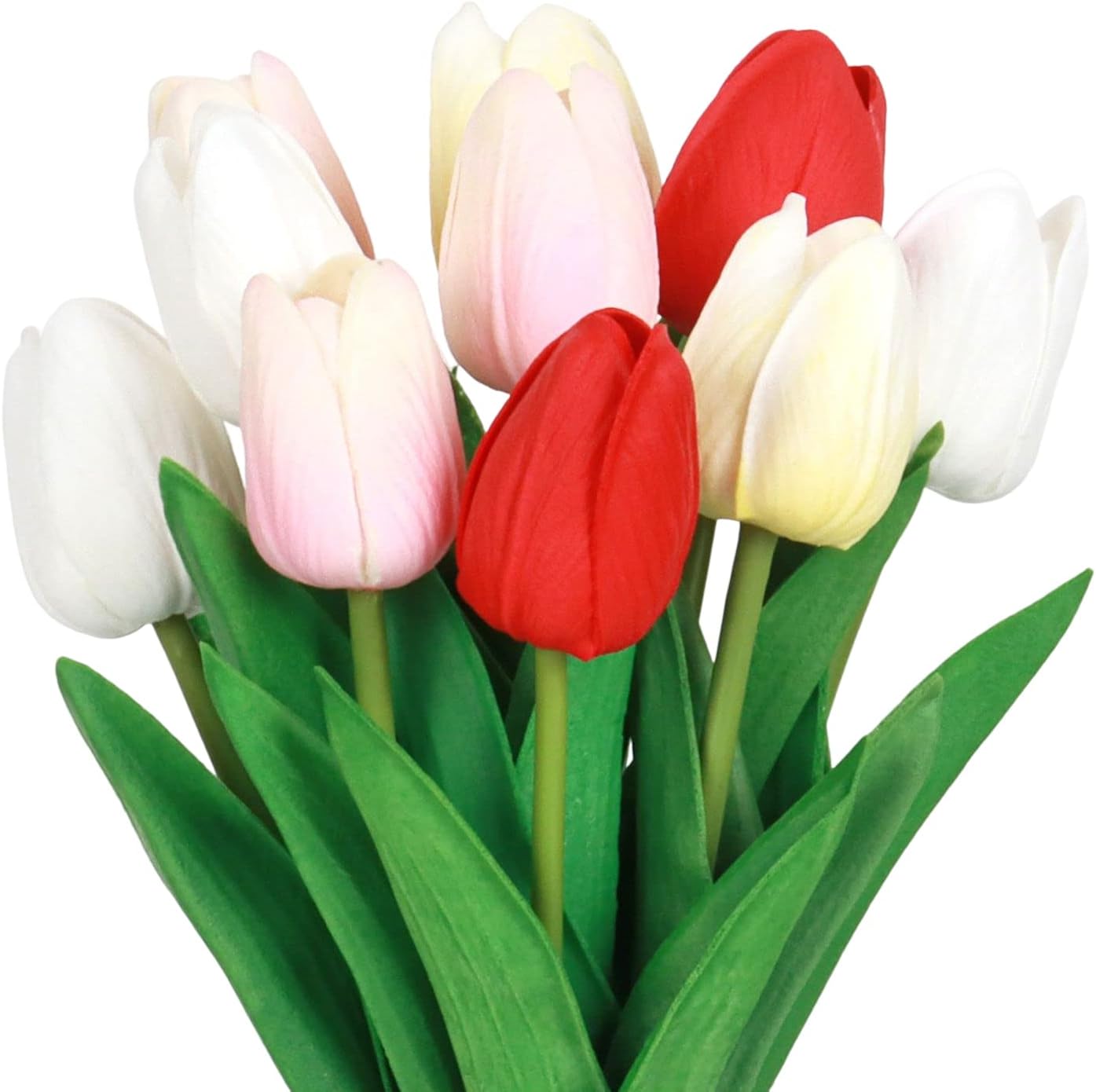 VaryFloral 10 Pcs Multicolor Artificial Tulips Flowers PU