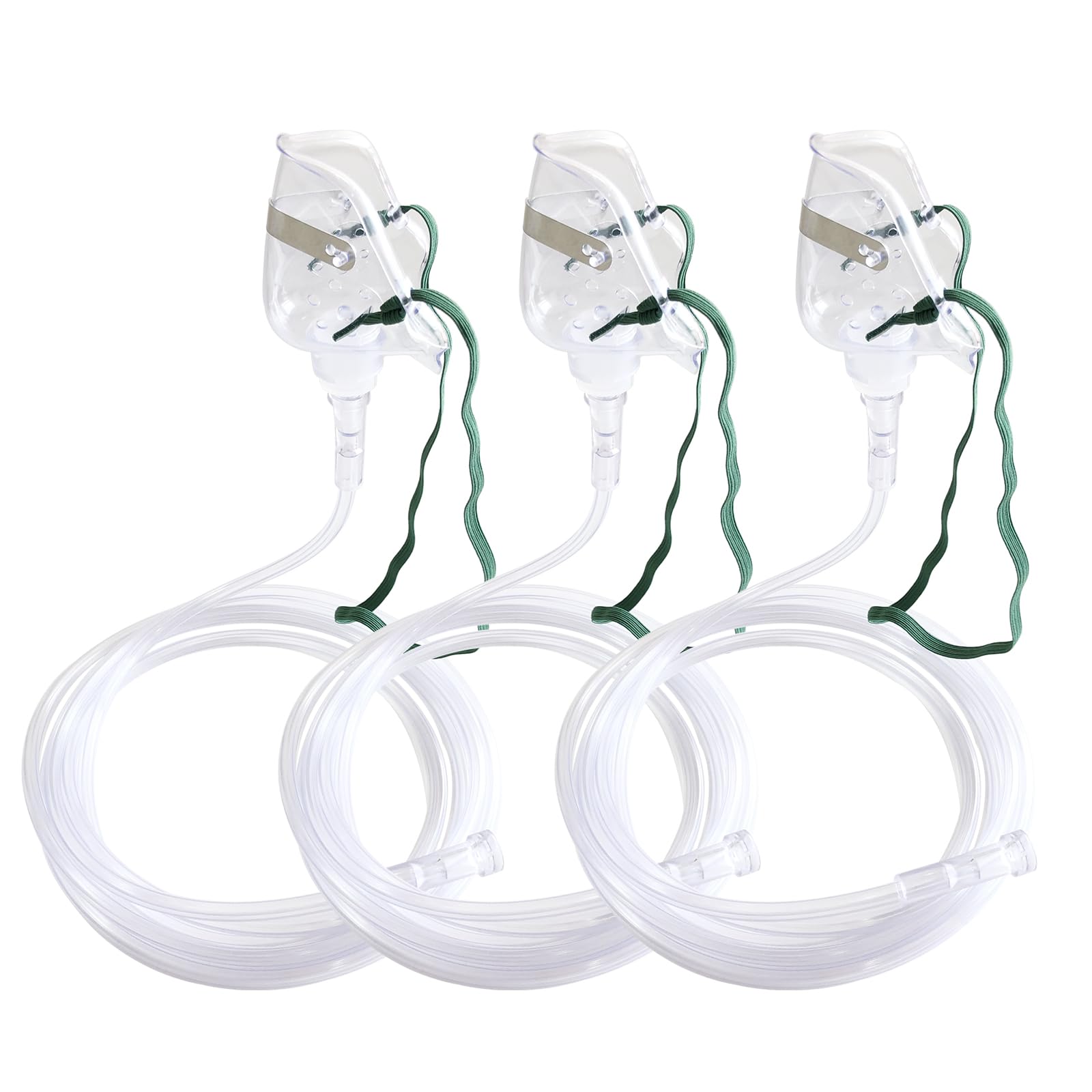 3 Pack Pediatric Oxygen Mask for Face with 7 Ft Tube, Kid Oxygen Mask with Adjustable Elastic Strap, DEHP Free and Latex Free Material,Pediatric Standard S,Clear