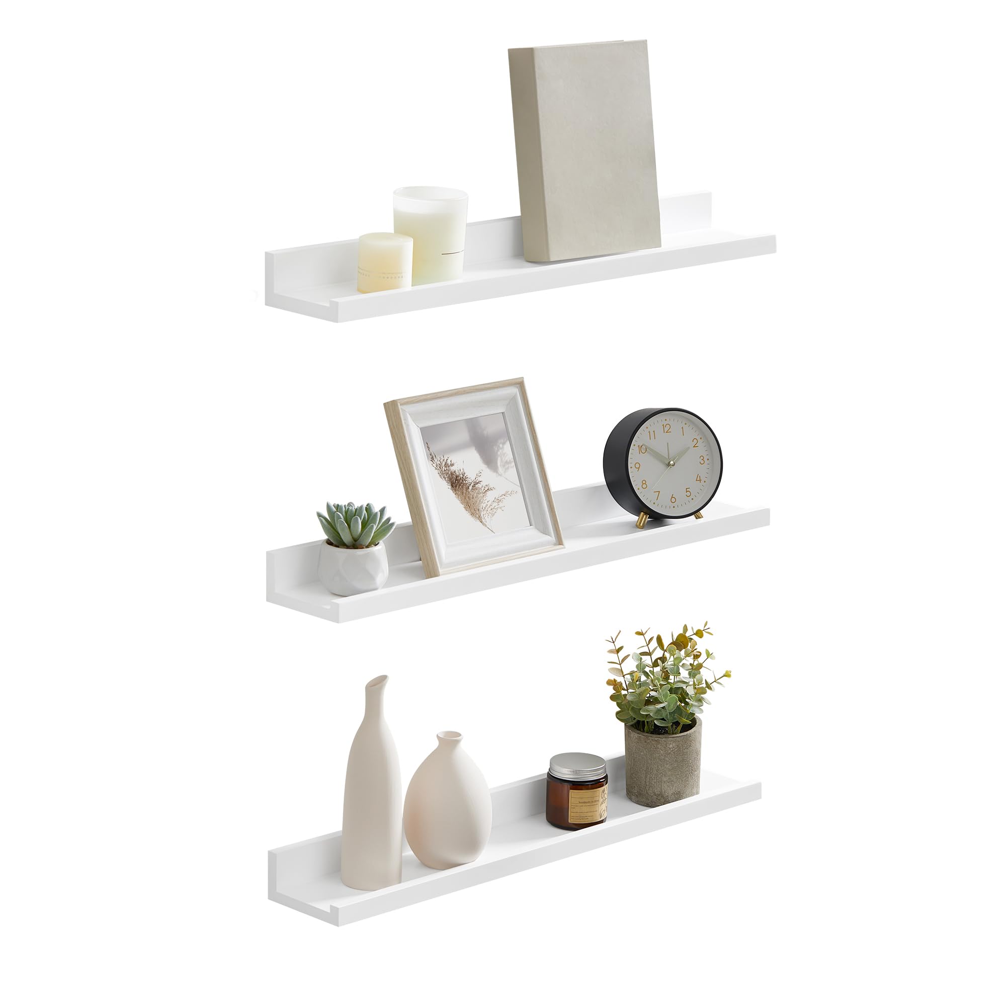 SONGMICS Floating Shelves Set of 2, Wall Shelves Ledge, 10 x 80 cm, for Pictu...