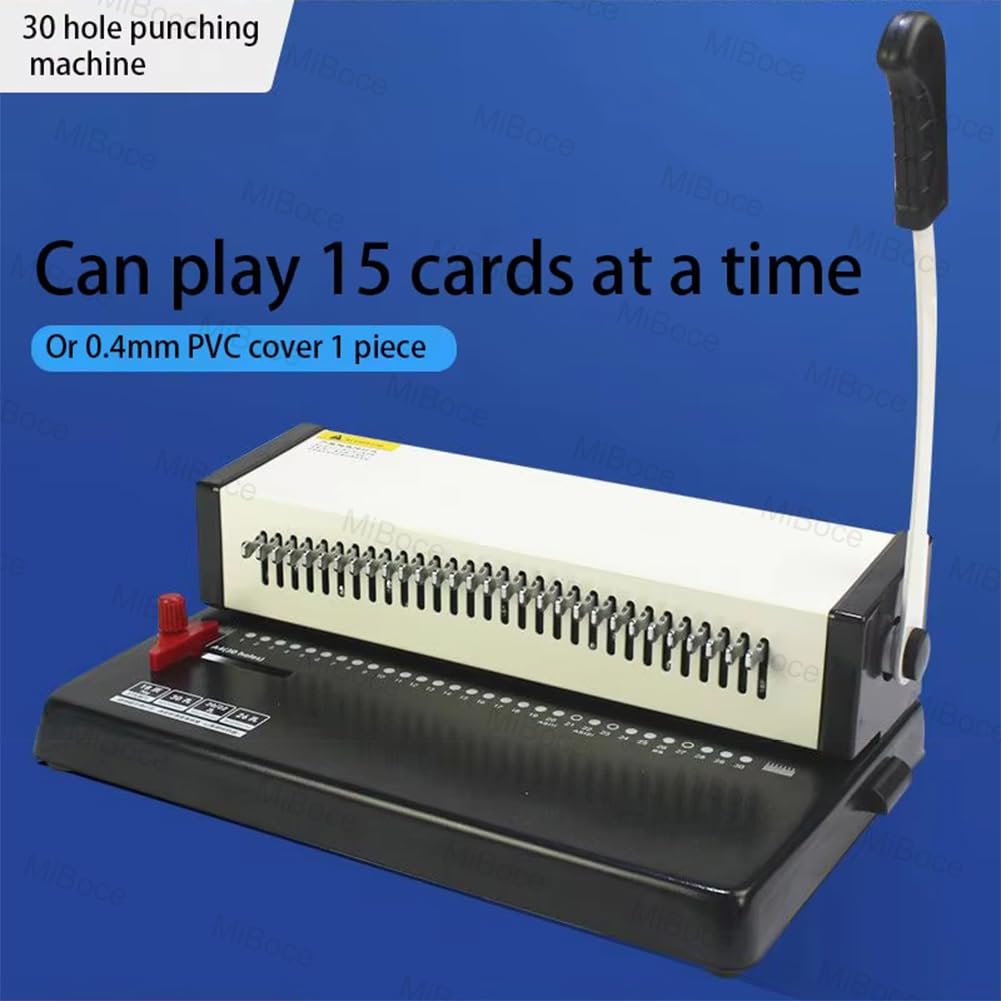 Perforatrice Multifunzionale per Carta, Perforatrice da Tavolo per Fogli Mobili, capacità di Perforazione di 15 Fogli, Passo di 9,5 Mm, Margine di Perforazione Regolabile, per Carta A4, A5, B5