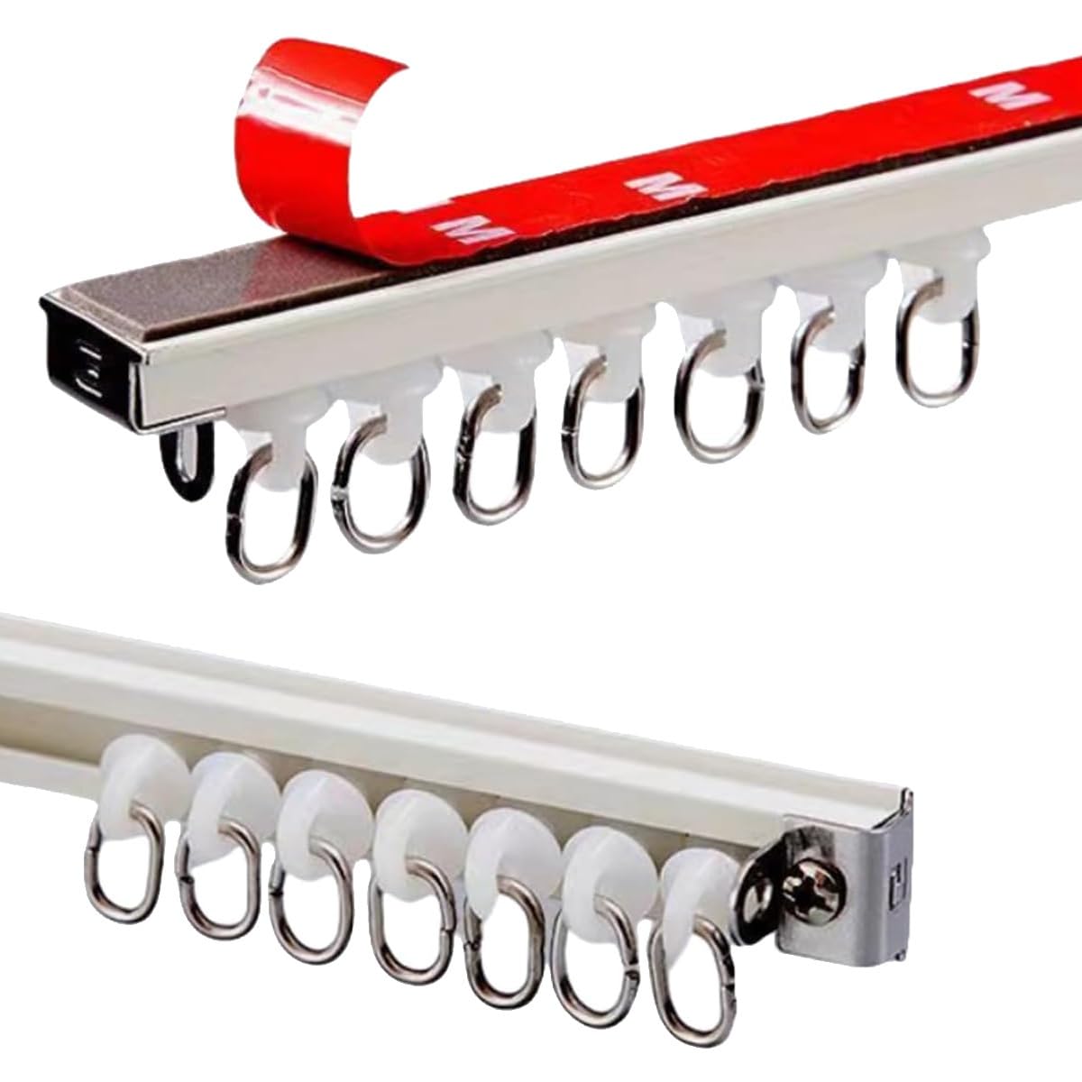 GLDYTVF Aluminum Ceiling Curtain Track with Silent Pulleys No-Drill Adhesive Wall Mount 220cm Length - Ideal Room Divider for Bedroom Privacy Solutions & Elegant Home Décor.