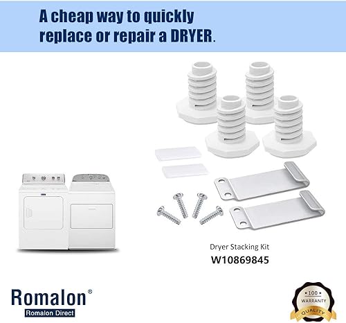 Miniatura 8 de W10869845 - Kit de apilamiento de secadora apto para bañera de hidromasaje May-tag Standard y Long Vent Dryer & Washer Reemplazar el número 52774