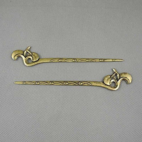 40 PCS Jewelry Making Charms Findings Supply Supplies Crafting Lots Bulk Wholesale Antique Bronze Tone Plated 69449 Hairpin Hair Stick