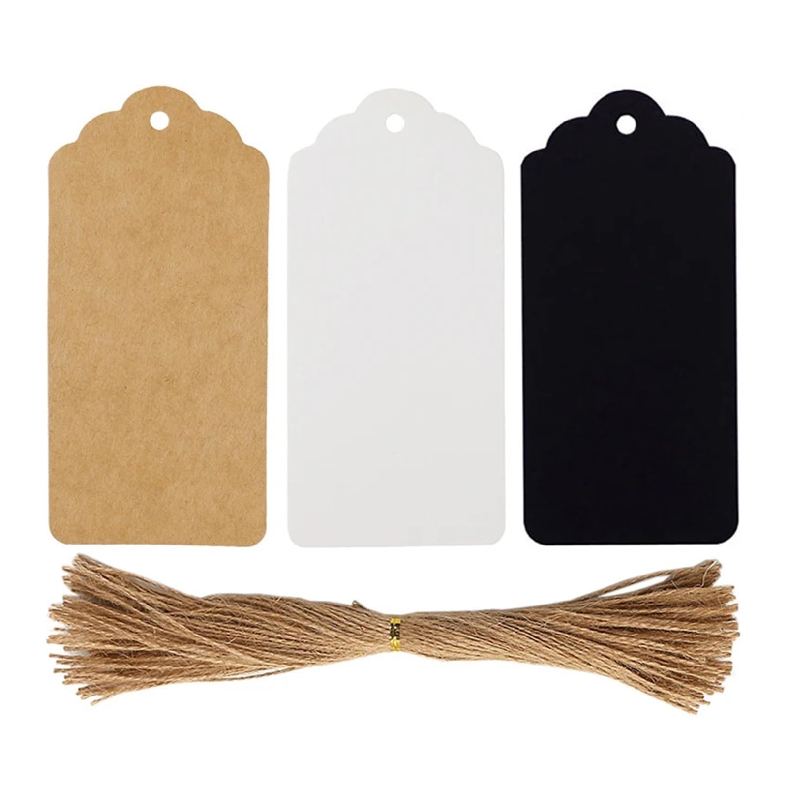 rice Tags with String 200PCS Blank Garment Tags White Kraft Black Paper Cards Shoes Bags Hang Tag Gift Packaging Supplies Home Decoration DIY Crafts For Cupcake Stand(Black)