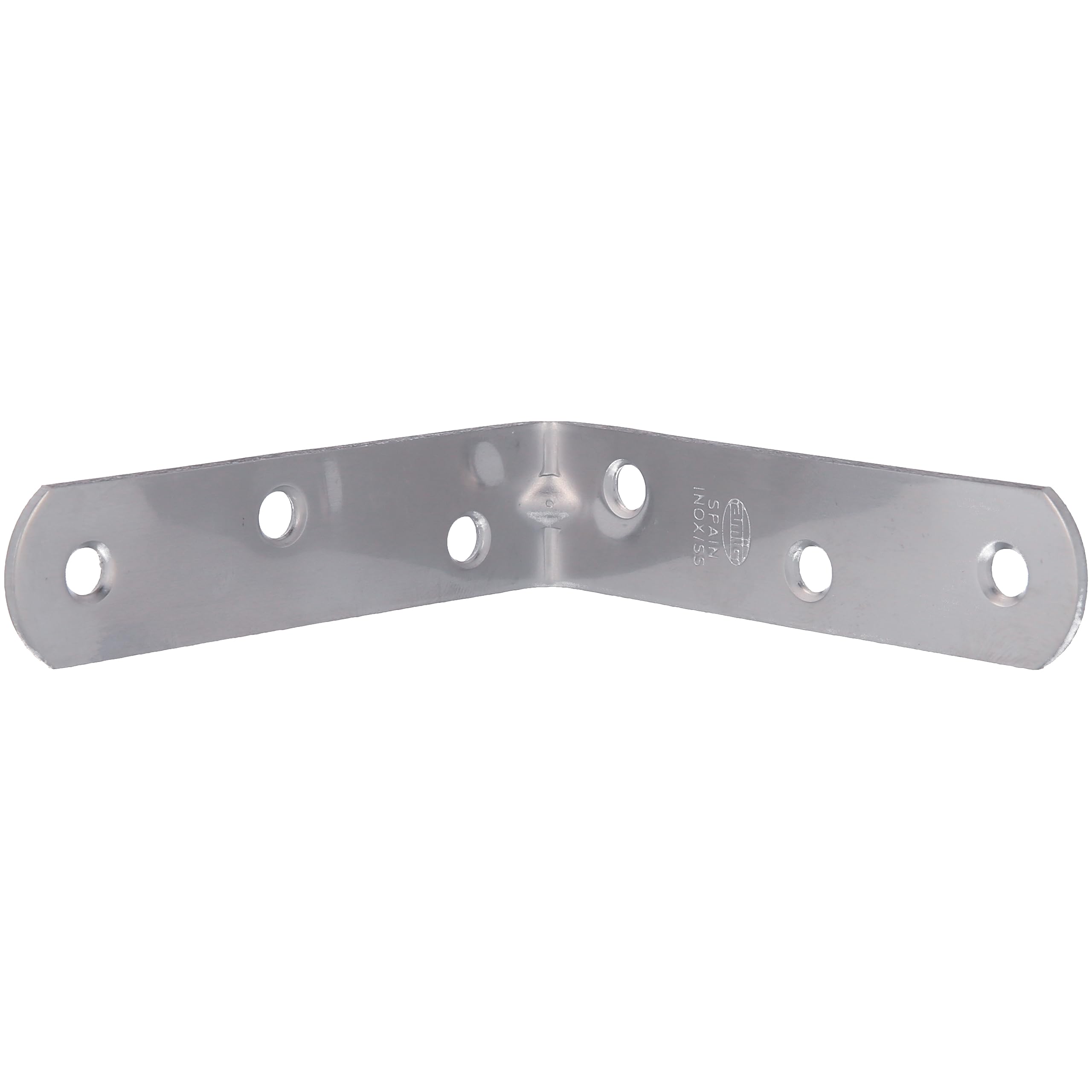 Amig - Pack de 50 Ángulos Metálicos de Refuerzo - 80 x 19 x 2 mm - Canto Redondo - Diseñados con Forma de L - Para Fijar Muebles de Madera o Colocar Baldas y Estantes - Acero Inoxidable Mate