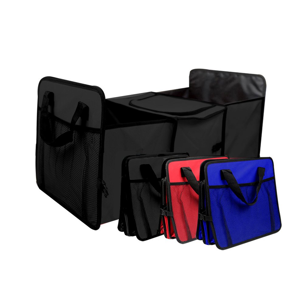 Auto Trunk Organizer, Collapsible Car & SUV Cargo Organizer with Cooling and Insulation Compartment for Car Organizing Shopping Camping Picnic and Long Trip, Sturdy and Flexible (Black)