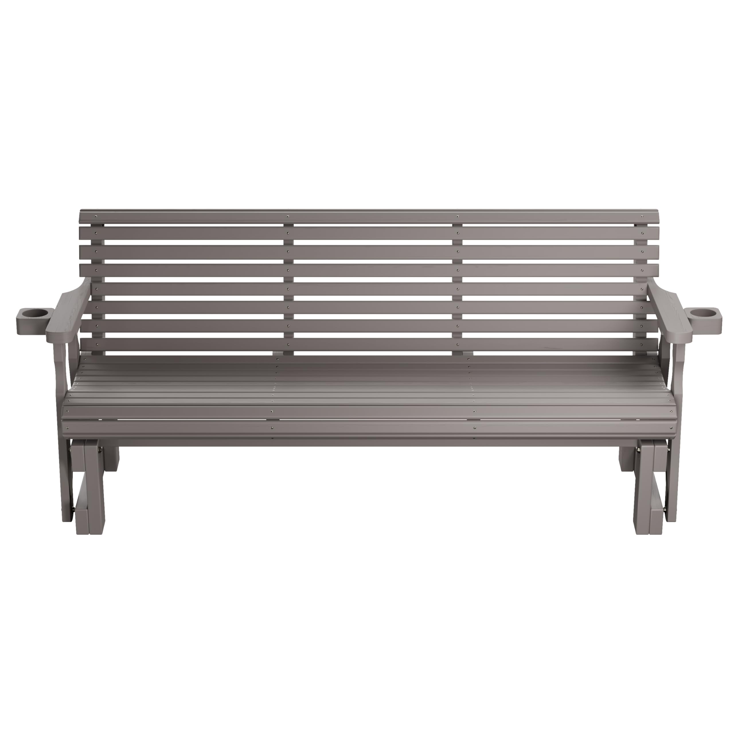 Amish Heavy Duty 800 Lb Roll Back Pressure Treated Porch Glider with Cupholders (6 Foot, Semi Solid Grey Stain)