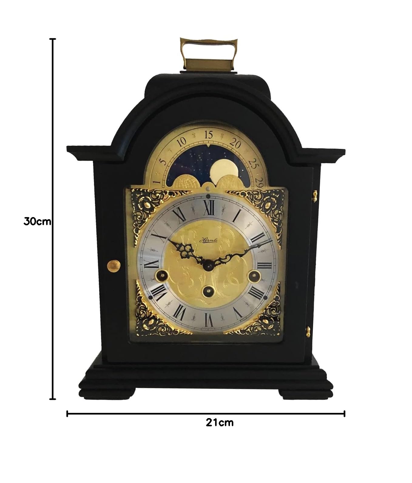Hermle 22864-740340 hochwertige Tischuhr, Schwarz, 30cm x 21cm x 14cm