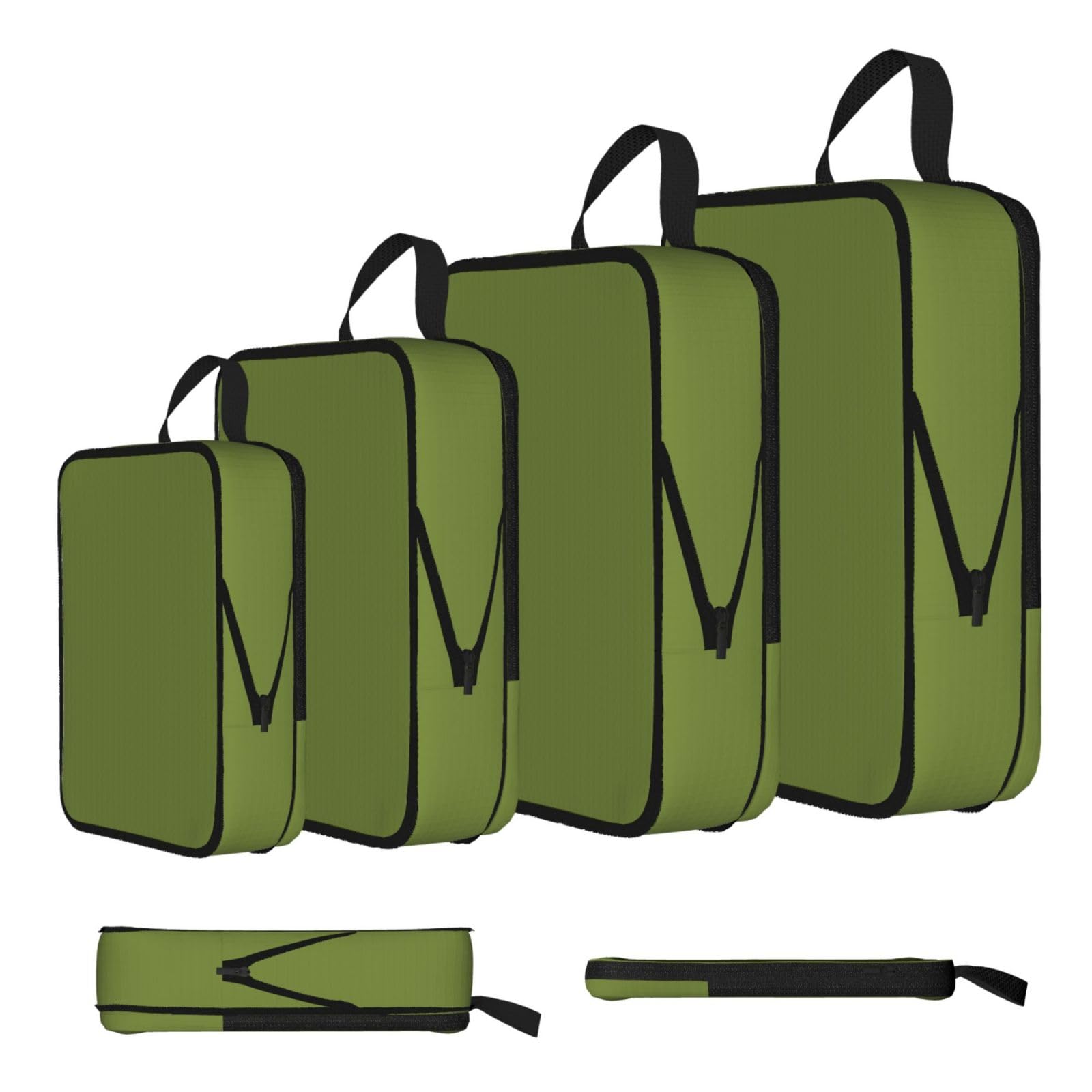 Sxzvvbn Black Solid Dark Green Compression Packing Cubes 4 Piece Set