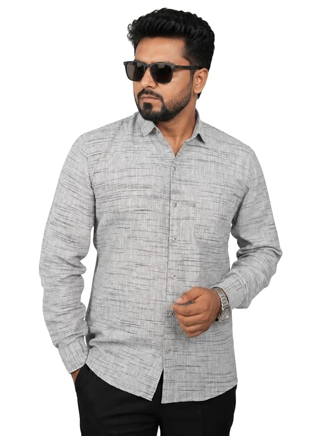 Men’s Khadi Cotton Regular Fit Shirt | Full Sleeve Breathable Casual & Office Wear Shirt for Men