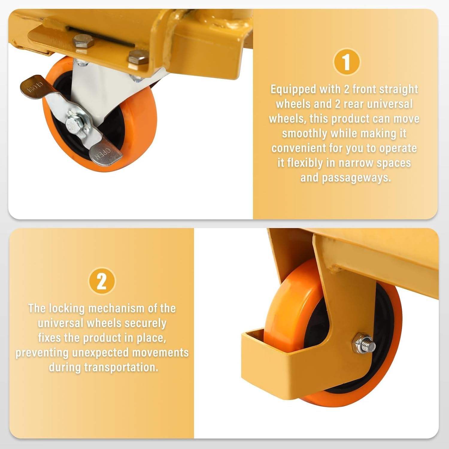 Hydraulic Lift Table Cart, 770lbs Load Capacity 51" Lifting Height with 4 Wheels and Non-Slip Pad, Hydraulic Scissor Cart for Material Handling Transportation