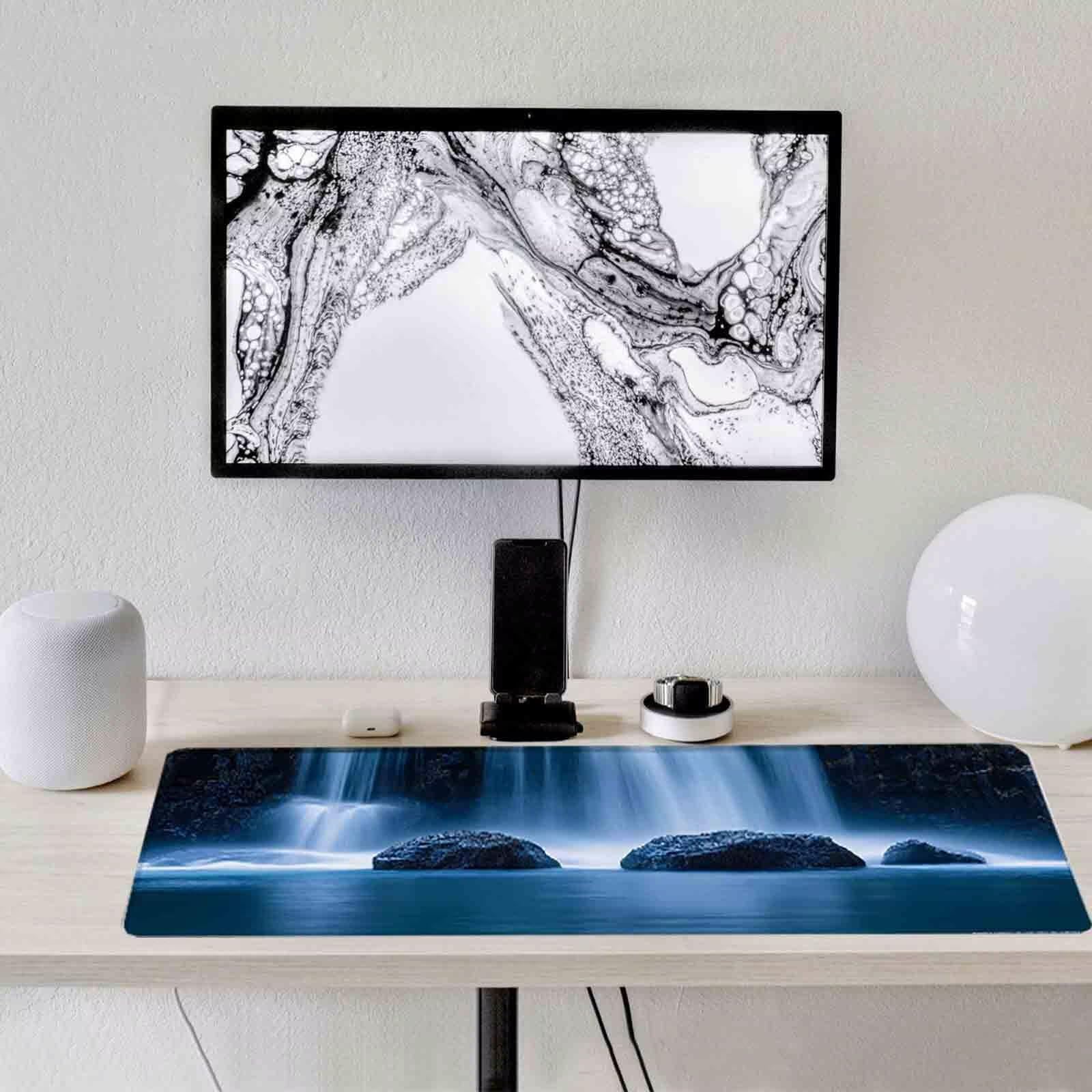 Szara podkładka pod mysz Jesienna podkładka pod mysz XXL 1000 x 500 mm Podkładka pod mysz z przeszytymi krawędziami i gumową podstawą antypoślizgowa podkładka pod mysz XXL do komputera, laptopa